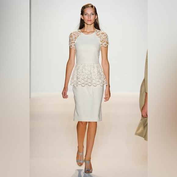 New Lela Rose macramé lace peplum dress size 10 - Picture 13 of 16